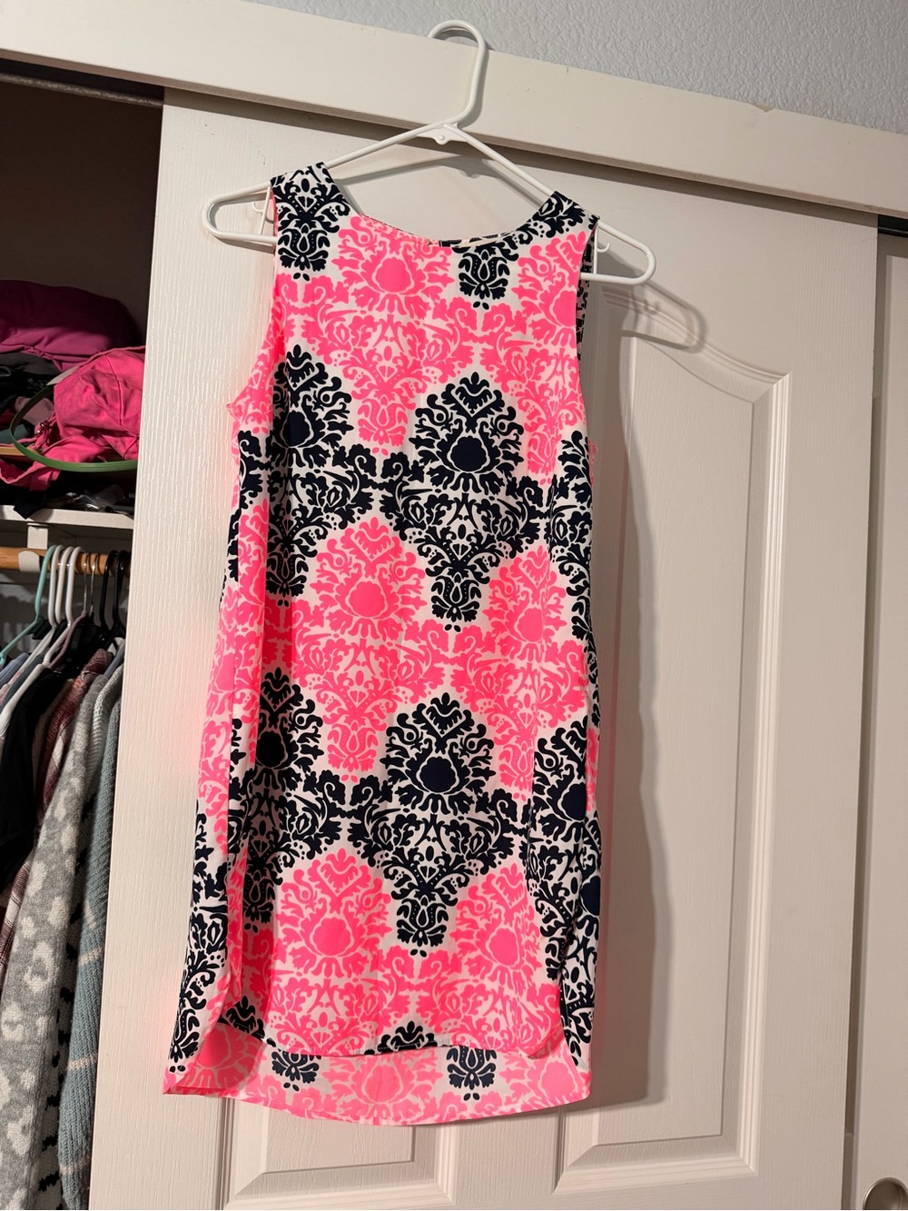 Size XS Monteau Women’s Sleeveless Pink Pattern Shift Dress